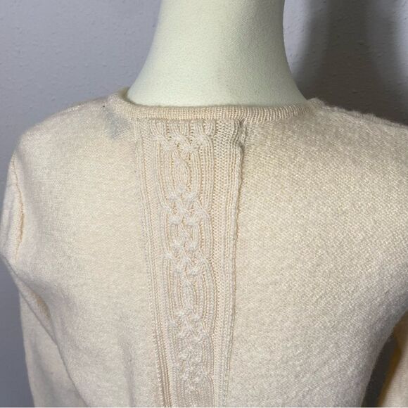 Karen Scott 100% Pure Wool Button Front Cable Knit Ivory Cardigan Women's Size S - Picture 4 of 15